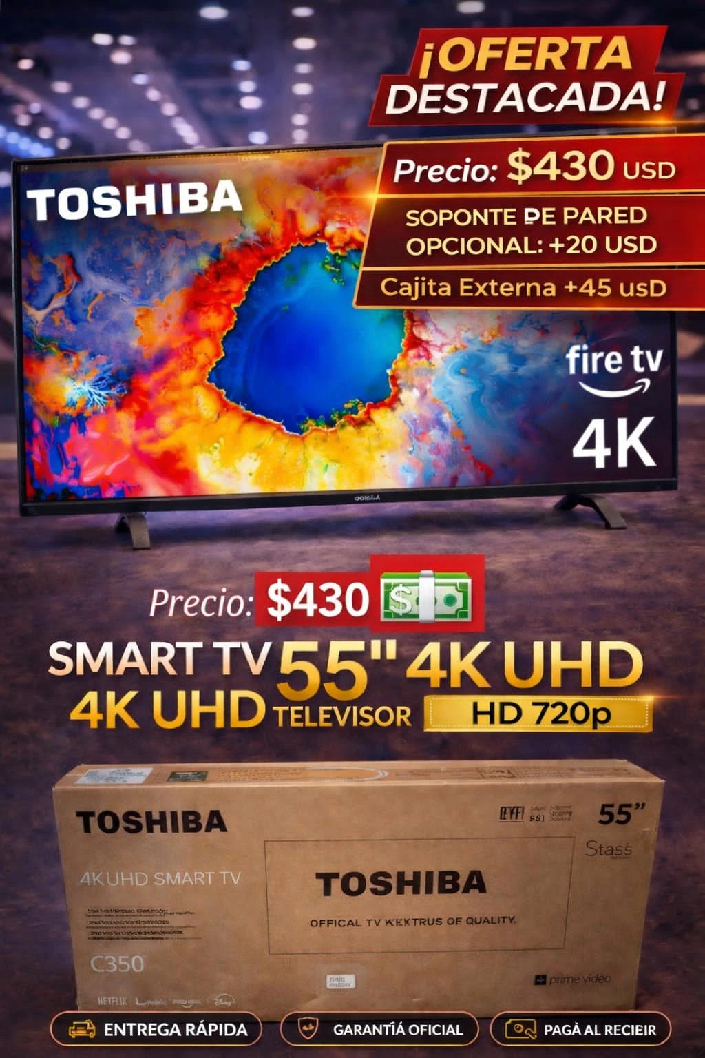 Smart TV TOSHIBA 55" 4k UHD (HD720p)'s foto | Electrodomésticos 1ra Mano |  BizneCubano