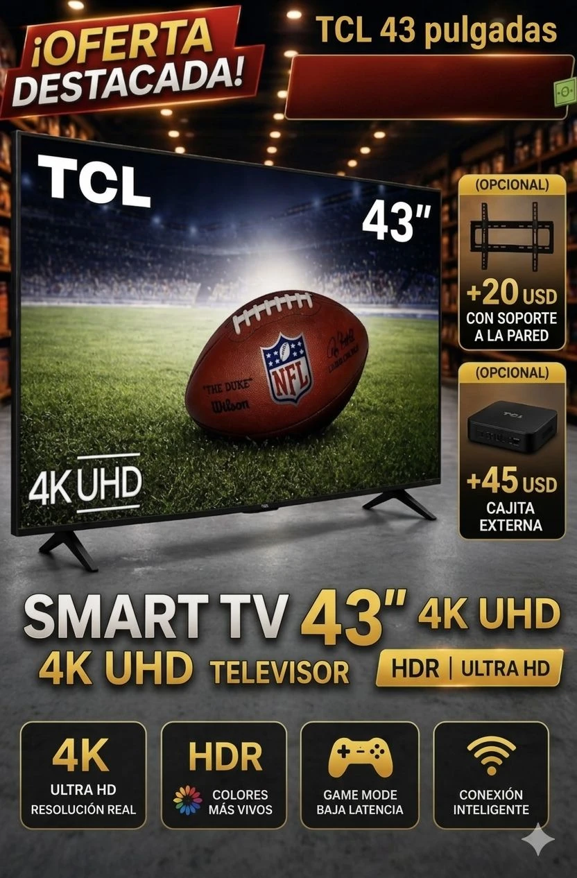 SMART TV TCL 43" UHD 4K's foto | Electrodomésticos 1ra Mano |  BizneCubano