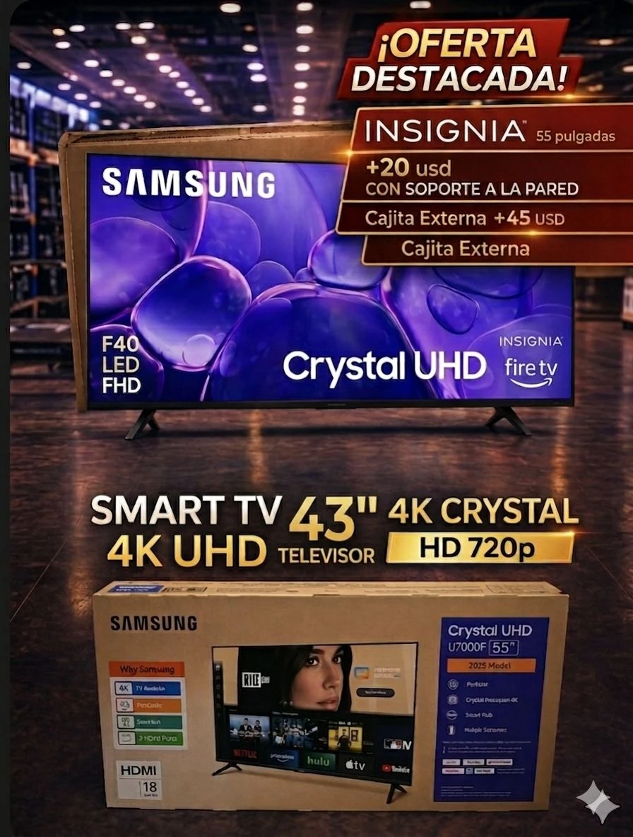SMART TV 4K SAMSUMG CRYSTAL UHD 55" . SERIE 7 MODELO 2025's foto | Electrodomésticos 1ra Mano |  BizneCubano